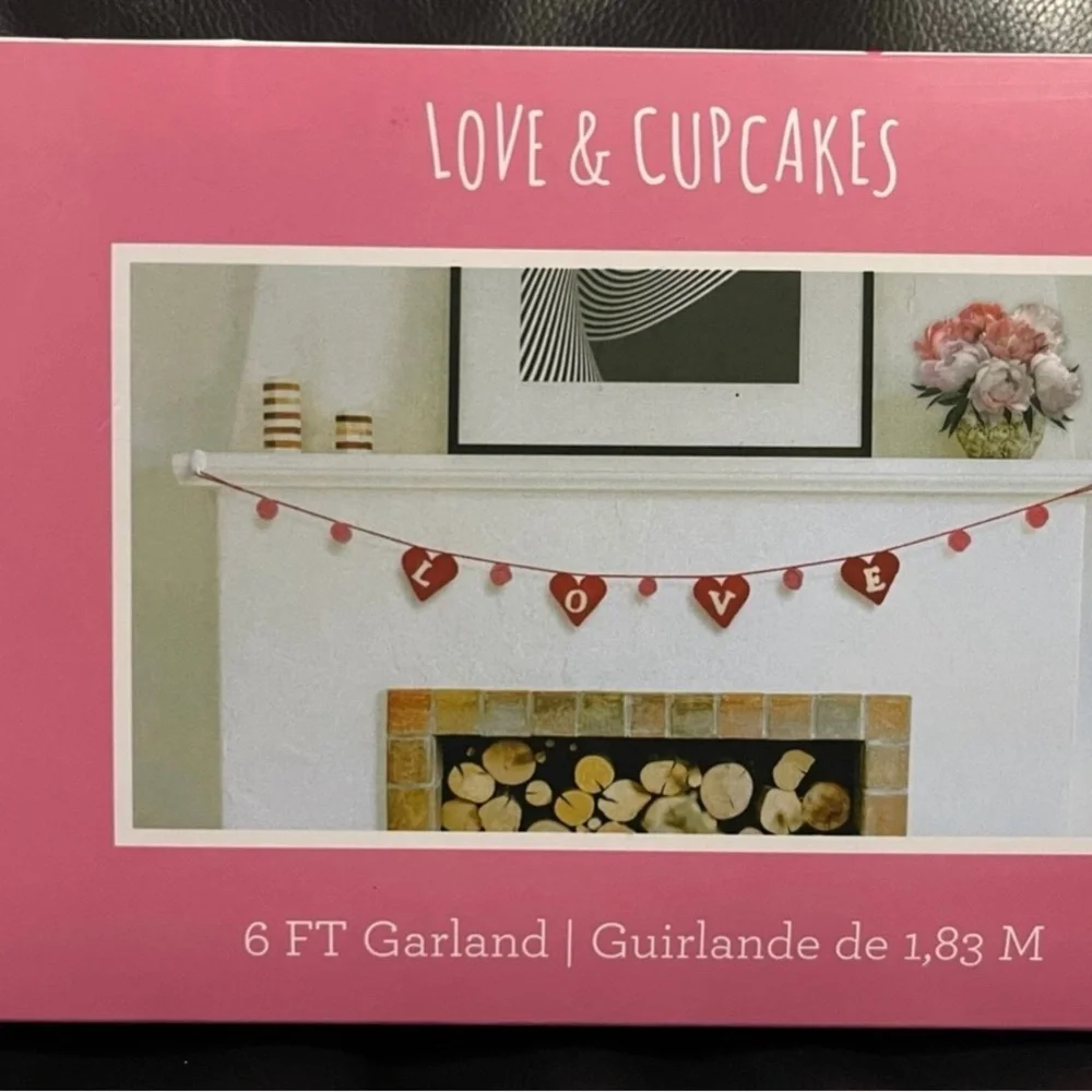 Valentines Love & Cupcakes Hearts LOVE Garland - Felt Hearts Garland LOVE